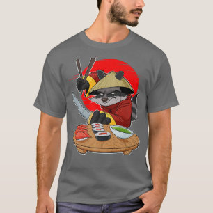 Japans eten I Maki Lover I Samurai Sushi Raccoon T-shirt