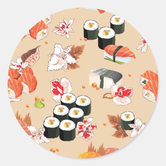 Japans eten: Sushi Pattern 3 Ronde Sticker (Voorkant)