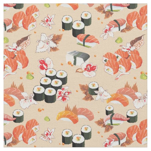Japans eten: Sushi Pattern 3 Stof (Close Up)