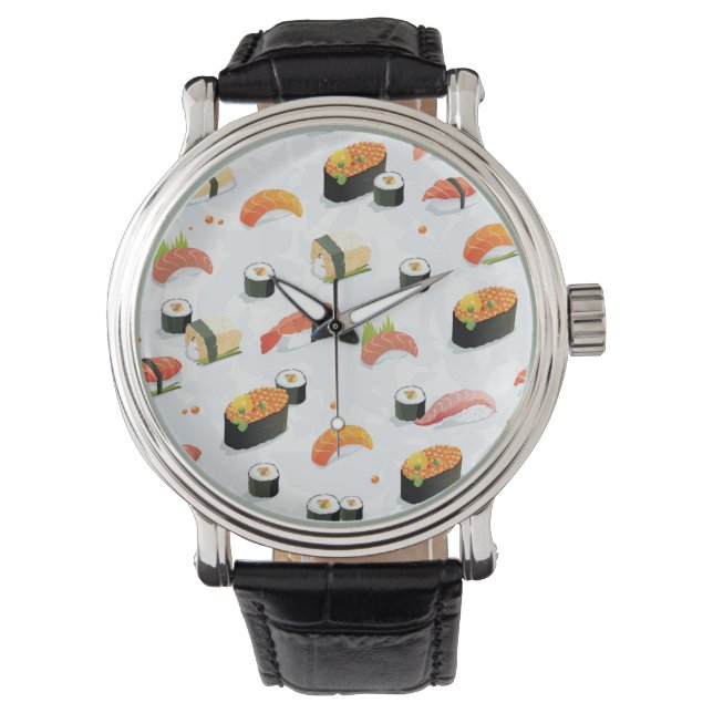 Japans eten: Sushi Pattern Horloge (Voorkant)