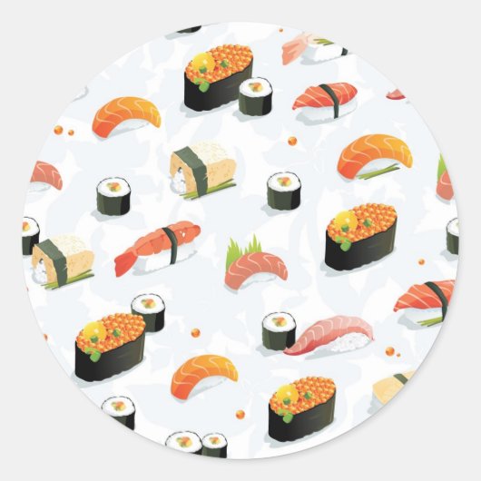 Japans eten: Sushi Pattern Ronde Sticker (Voorkant)