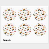 Japans eten: Sushi Pattern Ronde Sticker (Vel)