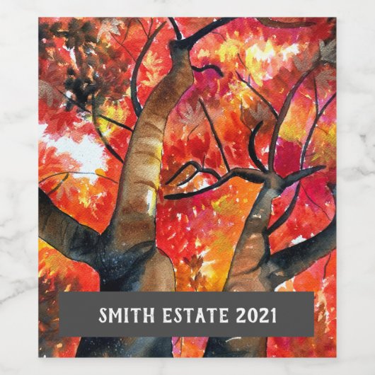 Japans etiket voor waterverf van kunstwijn (Enkel label)