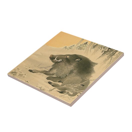 japans everzwijn schilderen varkensjaar zodiac Teg Tegeltje (Zijkant)