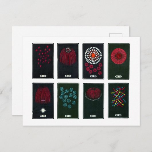 Japans Fireworks-grafisch ontwerp, 19e eeuw Ca Briefkaart (Voorkant / Achterkant)
