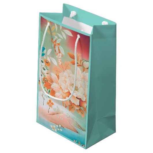  Japans Floral Design Klein Cadeauzakje (Achterkant Gekanteld)