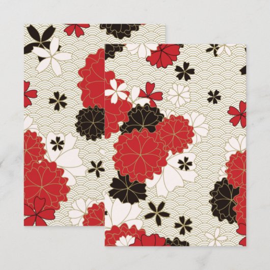 Japans  Floral Pattern Bedankkaart (Voorkant / Achterkant)