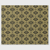 Japans Floral Pattern Black Gold Cadeaupapier (Vlak)