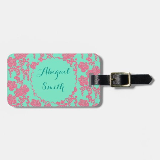 Japans Floral Pattern gepersonaliseerd Bagagelabel (Voorkant horizontaal)