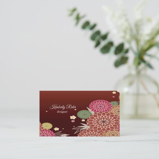 Japans Floral Pattern Visitekaartje (Staand voorkant)
