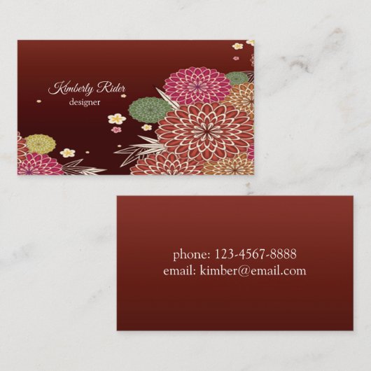 Japans Floral Pattern Visitekaartje (Voorkant / Achterkant)