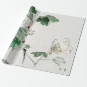 JAPANS FLOWER WOODBLOCK AFDRUKpapier Cadeaupapier (Uitgerold)