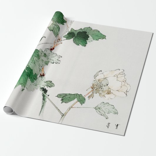 JAPANS FLOWER WOODBLOCK AFDRUKpapier Cadeaupapier (Uitgerold)