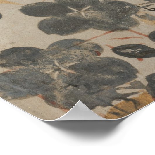 Japans gedicht met gouden zilveren Cherry bloesems Poster (Hoek)