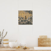 Japans gedicht met gouden zilveren Cherry bloesems Poster (Keuken)