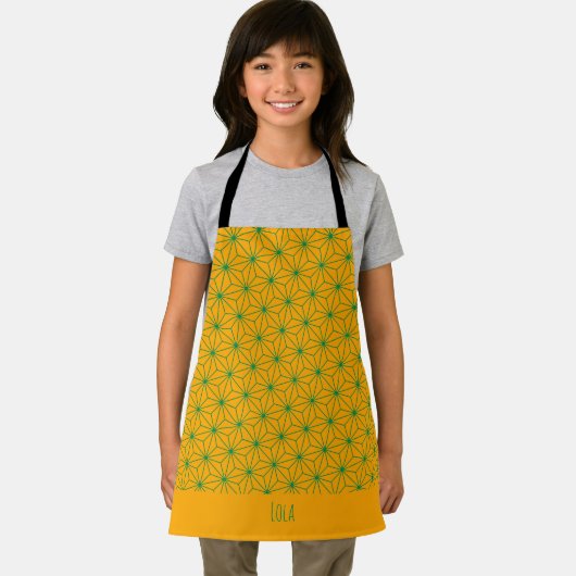 Japans Geel Groen Minimaal Patroon Schort (Insitu)