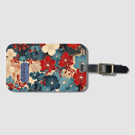Japans geïnspireerd bloemig Bagagelabel (Voorkant (horizontaal))