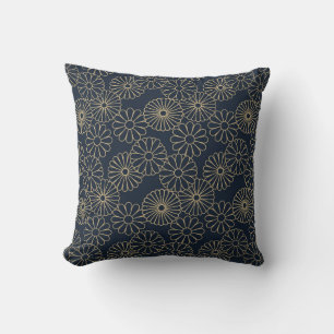 Japans geïnspireerd patroon indigo en tan design 8 kussen
