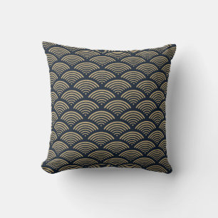 Japans geïnspireerd patroonindigo en tan design 4 kussen
