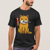 Japans geïnspireerd samoerai zwerfkat met catana t-shirt (Voorkant)