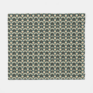 Japans geïnspireerde Blauwgroen & Beige Fan Fleece Deken