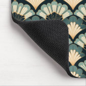 Japans geïnspireerde Blauwgroen & Beige Fan Muismat (Hoek)