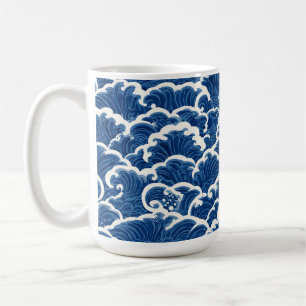 Japans geïnspireerde naadloze oceaangolfpatroon koffiemok