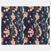 Japans geïnspireerde Sakura Cherry Blossom Fleece Deken (Voorkant (Horizontaal))