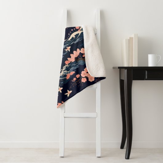 Japans geïnspireerde Sakura Cherry Blossom Sherpa Deken (In situ)
