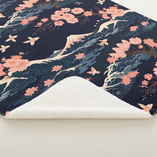 Japans geïnspireerde Sakura Cherry Blossom Sherpa Deken (3/4)