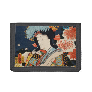 Japans geisha Aziatisch  kunstkleurrijk Drievoud Portemonnee