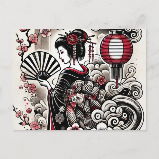 Japans Geisha Briefkaart - Elegante kunst (Voorkant)