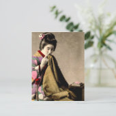  Japans Geisha die een Kimono Oud Japan naait Briefkaart (Staand voorkant)