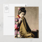  Japans Geisha die een Kimono Oud Japan naait Briefkaart (Voorkant / Achterkant)