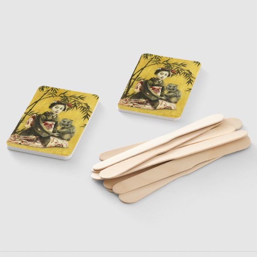 Japans geisha en demon Handband Fan Handwaaier (Niet-gemonteerd)