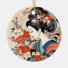 Japans Geisha & Flowers Keramisch Ornament