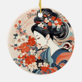 Japans Geisha & Flowers Keramisch Ornament