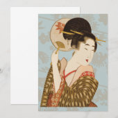 Japans Geisha Girl in Kimono met Fan (Voorkant / Achterkant)