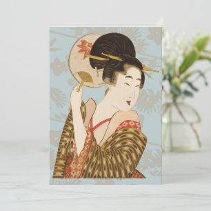 Japans Geisha Girl in Kimono met Fan