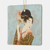 Japans Geisha Girl in Kimono met Fan Keramisch Ornament (Links)