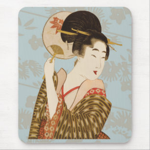  Japans Geisha Girl in Kimono met Fan Muismat