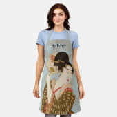  Japans Geisha Girl in Kimono met Fan Schort (Gedragen)