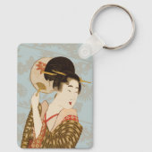  Japans Geisha Girl in Kimono met Fan Sleutelhanger (Achterkant)