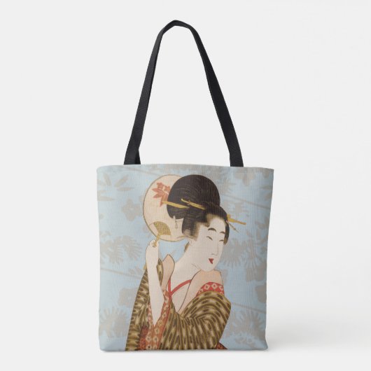  Japans Geisha Girl in Kimono met Fan Tote Bag (Achterkant)