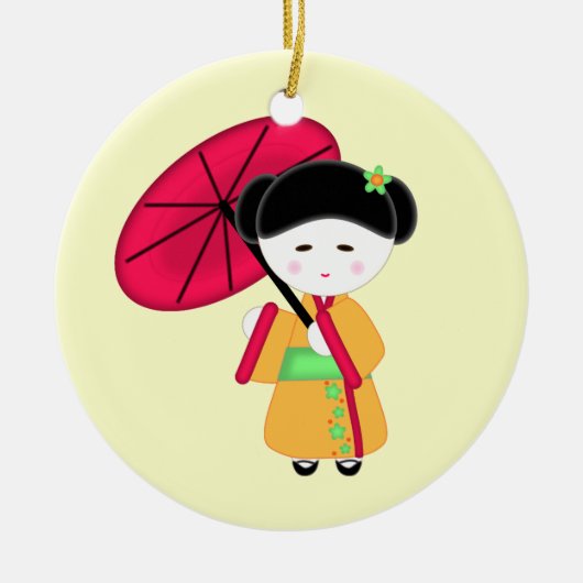 Japans Geisha Girl Keramisch Ornament (Voorkant)