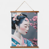 Japans geisha in een Cherry Blossom Garden Hangend Wandkleed (Voorkant)