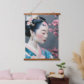 Japans geisha in een Cherry Blossom Garden Hangend Wandkleed (Slaapkamer)