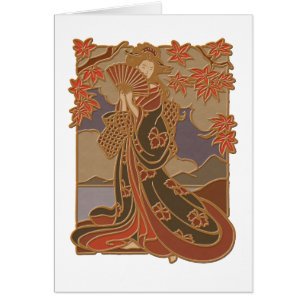 Japans Geisha in Kimono Asian Bamboo Art