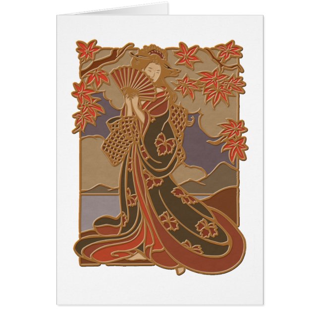 Japans Geisha in Kimono Asian Bamboo Art (Voorkant)