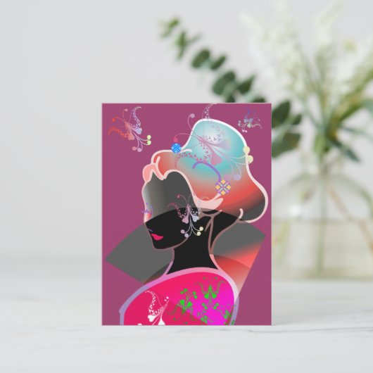Japans GEISHA KIMONO GIRL Briefkaart (Staand voorkant)